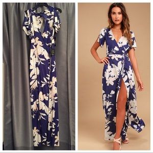 Blue Floral Maxi Wrap Dress *NWT*